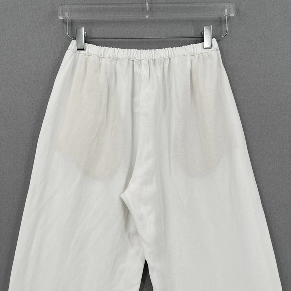 ENZA COSTA Twill Everywhere Pant XS 0 Off White Relaxed Wideleg Straight Pull On - Picture 5 of 13